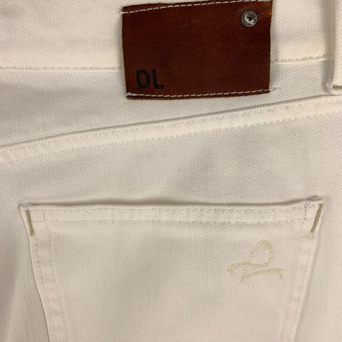 RUSSELL Size 32 Cream Cotton / Polyester Classic Jeans