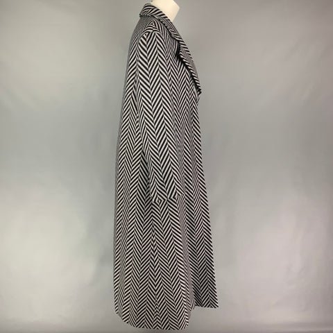 GIORGIO ARMANI Size 6 Grey Black Not Listed Herringbone Notch Lapel Coat