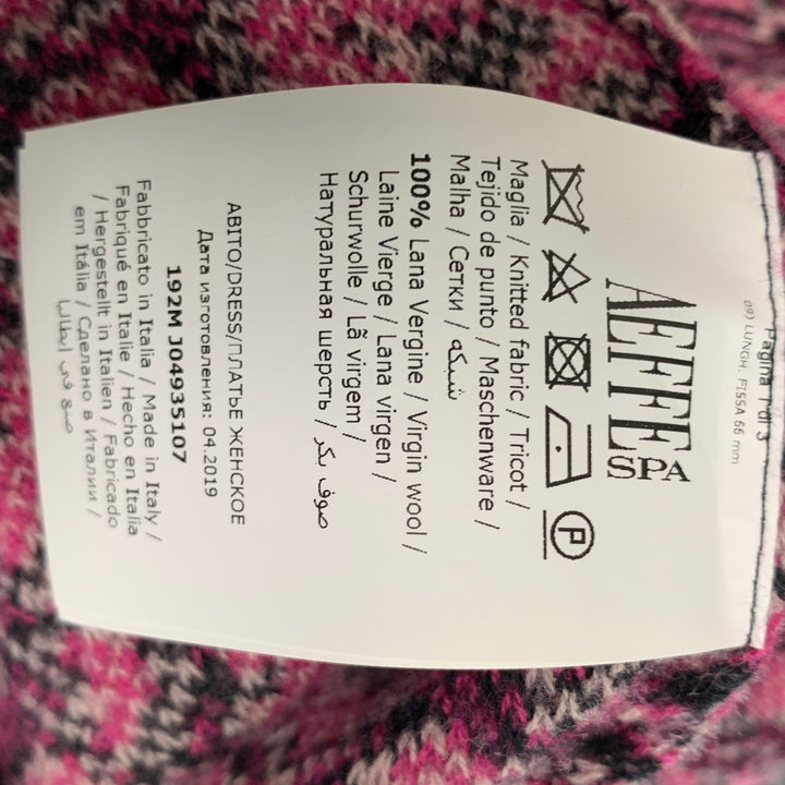 ALBERTA FERRETTI Talla 4 Vestido de manga larga con estampado animal de lana virgen negro rosa