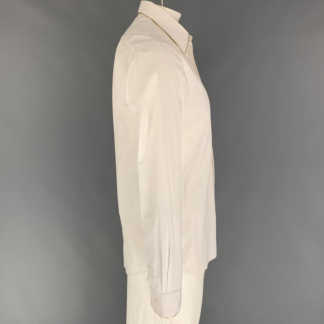 ALEXANDER MCQUEEN Size M White Gold Cotton Button Down Long Sleeve Shirt