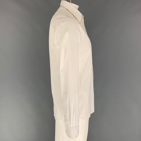 ALEXANDER MCQUEEN Size M White Gold Cotton Button Down Long Sleeve Shirt