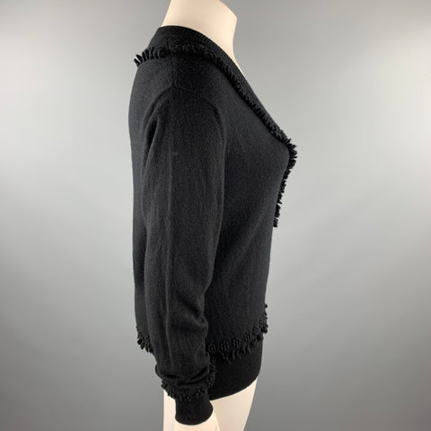 BARRIE Talla XL Jersey de punto de cachemira con cuello en V negro