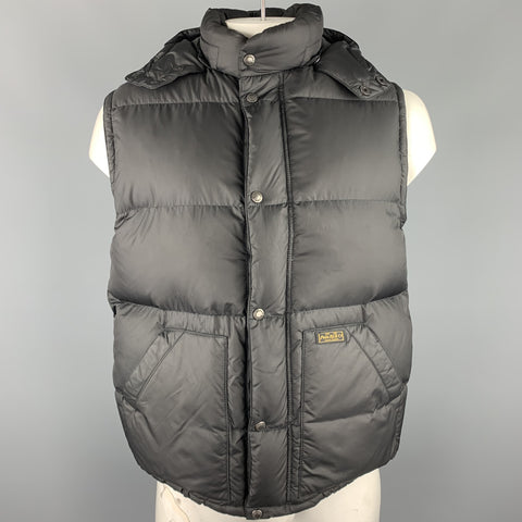 RALPH LAUREN Chaleco con cremallera y broches de poliéster acolchado negro talla L