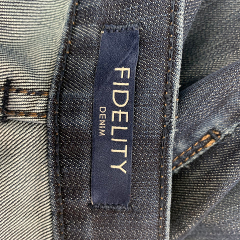 FIDELITY Talla 36 Jeans rectos de algodón / poliéster azul