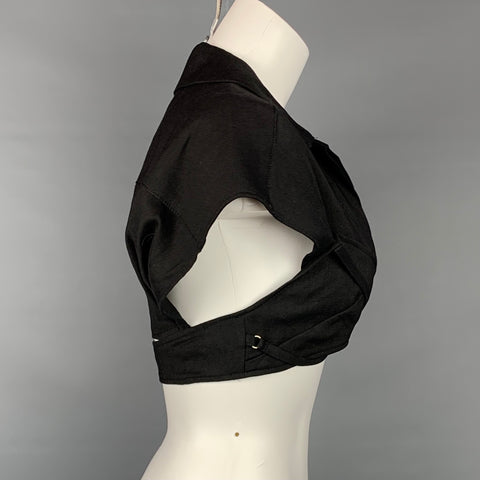 JACQUEMUS L'Amour Size 4 Black Hemp Blend Short Seeve Crop Top