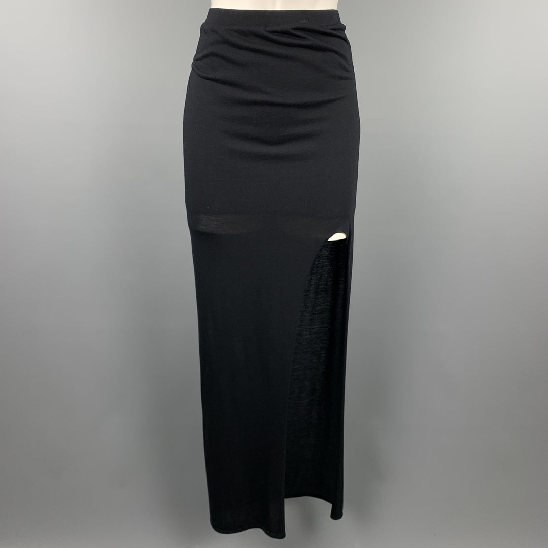 HELMUT LANG Size S Black Jersey Modal Blend Asymmetrical Maxi Skirt