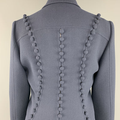 CHADO RALPH RUCCI Size 2 Navy Crepe Wool Button Trim Notch Lapel Jacket