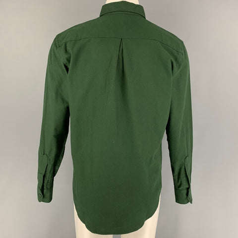 NAKED AND FAMOUS Size M Forest Green Cotton Long Sleeve Shirt