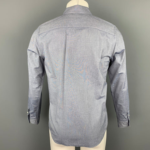 APC Chemise à manches longues boutonnée en coton bleu taille M