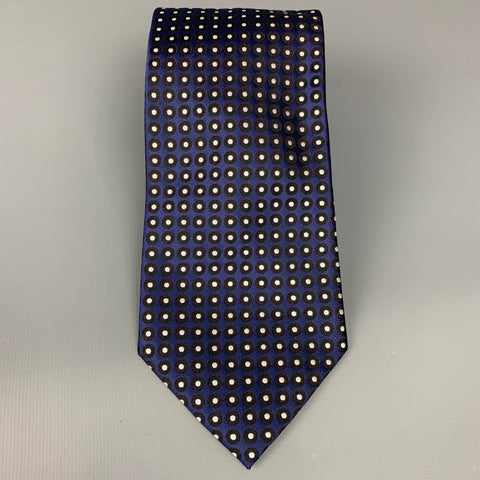 ERMENEGILDO ZEGNA Navy & Black Dots Silk Tie