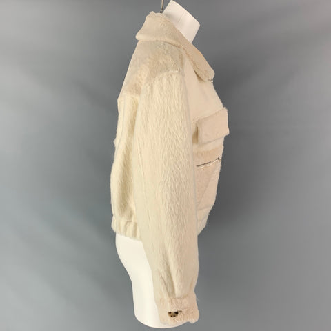 DIANE VON FURSTENBERG Size 8 Cream Wool / Alpaca Zip Up Jacket