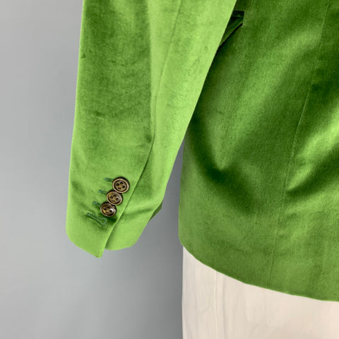 MARC JACOBS Size 42 Green Velvet Notch Lapel Cotton Sport Coat