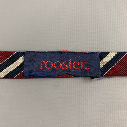 ROOSTER Burgundy Navy Diagonal Stripe Silk Bow Tie