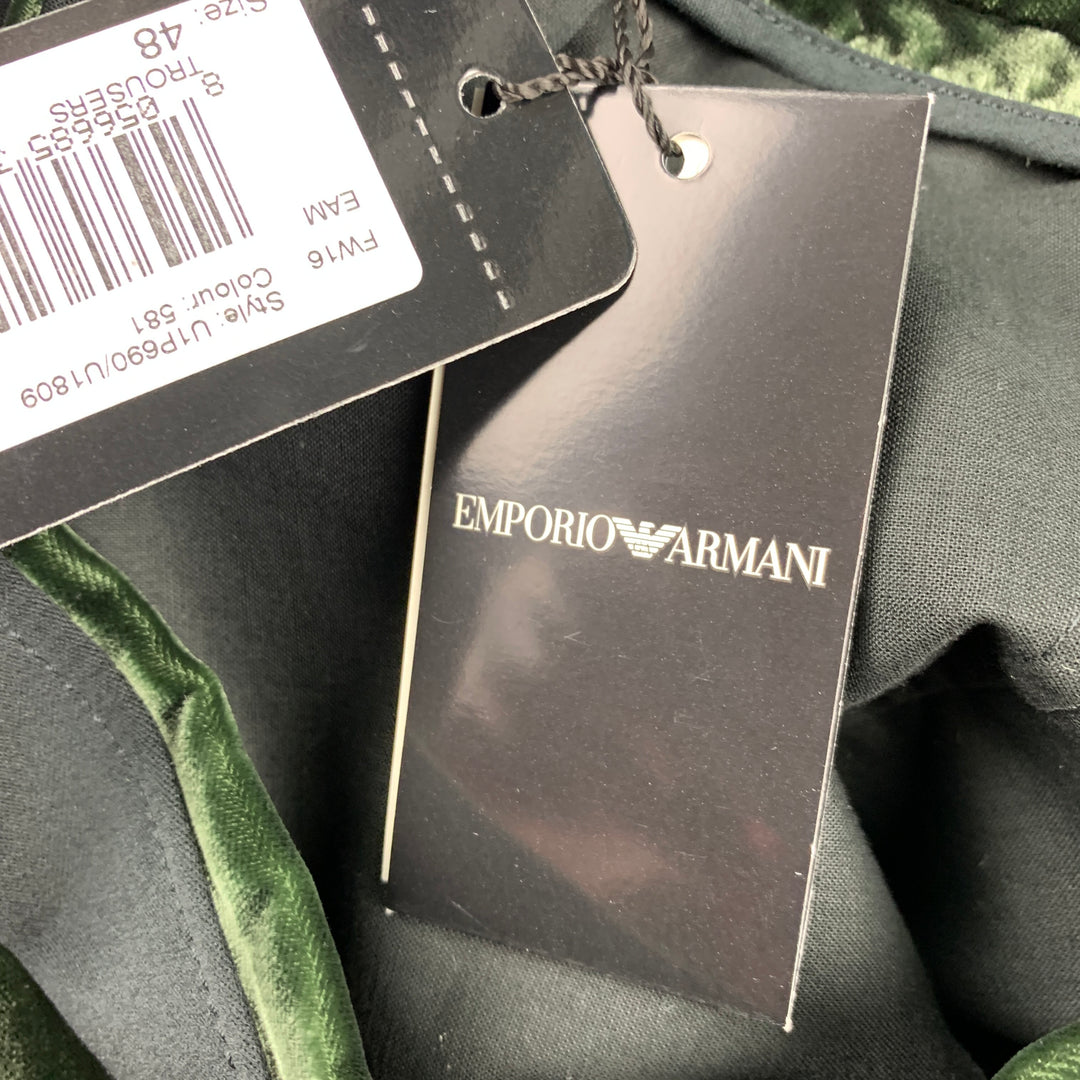 EMPORIO ARMANI Size 32 Dark Green Velvet Viscose Dress Pants