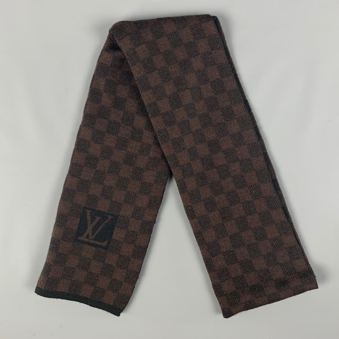 Louis Vuitton Escharp Damier Mens Scarf M72193 Dark brown Wool ref