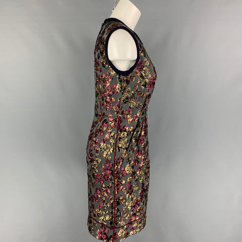 MARC JACOBS Talla 4 Vestido sin mangas de mezcla de algodón frambuesa gris dorado