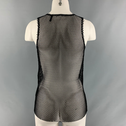HELMUT LANG Camiseta sin mangas transparente de poliéster negra talla S