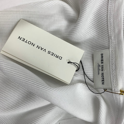 DRIES VAN NOTEN x CHRISTIAN LACROIX SS 20 Size M White & Black Ribbed Cotton Bow Tank Top