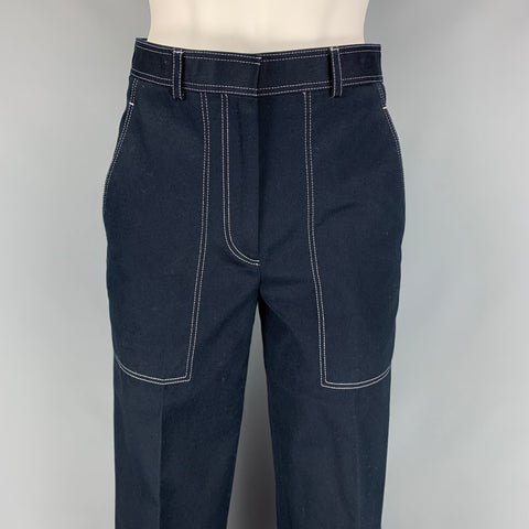 THOM BROWNE Pantalones casuales recortados de algodón azul marino Talla S