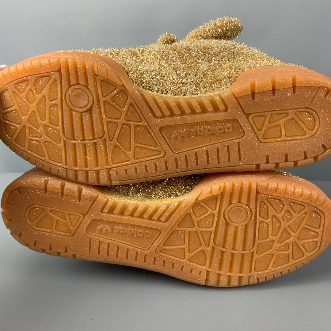 JEREMY SCOTT x ADIDAS Size 11 Tinsel Gold Metallic High Top Bear Sneakers