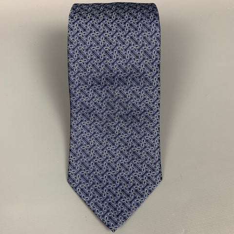 BRIONI Navy & Light Blue Floral Silk Tie