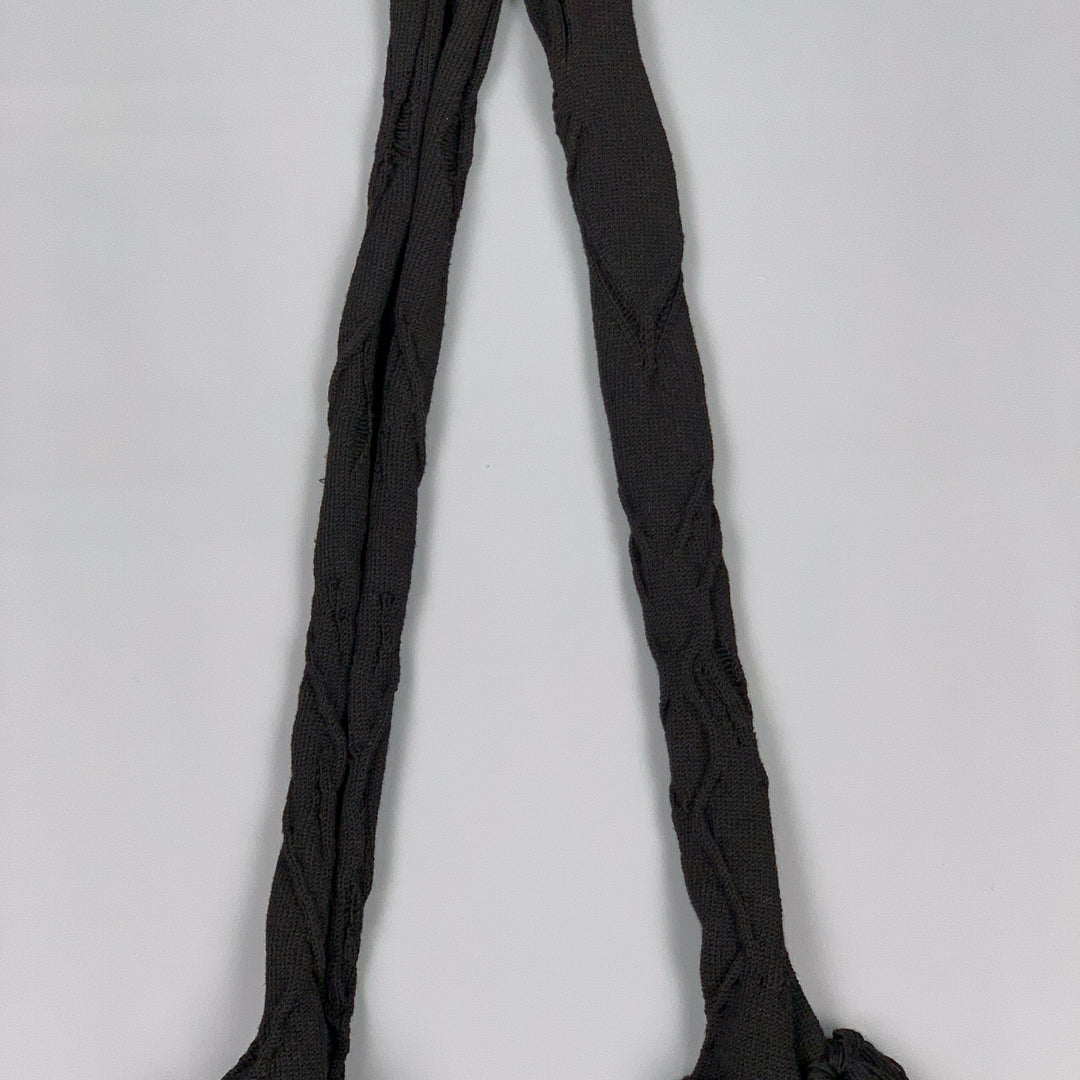 NO BRAND Écharpe tricotée noire à longues franges