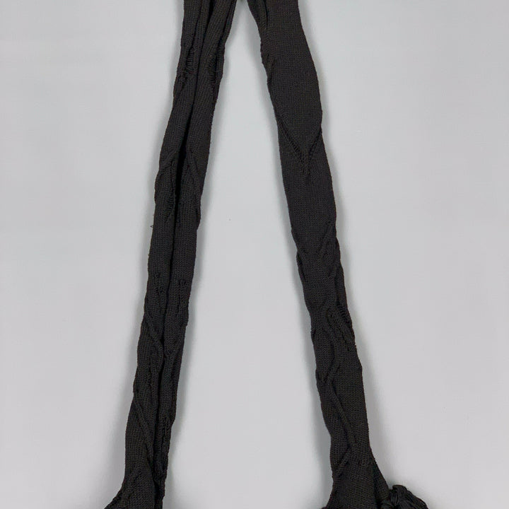 NO BRAND Écharpe tricotée noire à longues franges