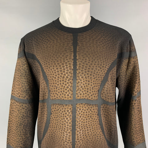 GIVENCHY Fall 2014 Basketball Collection by Ricardo Tisci Size S Black Brown Graphic Cotton Crew-Neck Sweatshirt