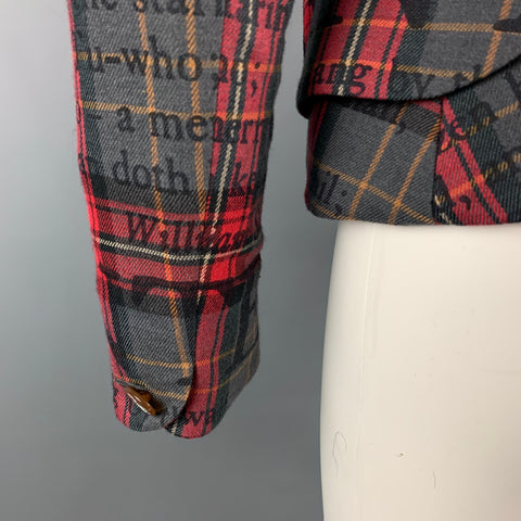 VIVIENNE WESTWOOD RED LABEL Talla 2 Chaqueta a cuadros con estampado gris y rojo