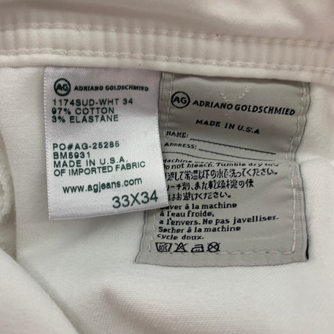 ADRIANO GOLDSCHMIED Size 33 White Cotton Tailored Leg Jeans