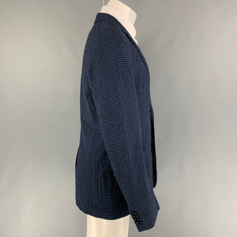 ERMENEGILDO ZEGNA Size 40 Blue Black Gingham Wool Blend Sport Coat