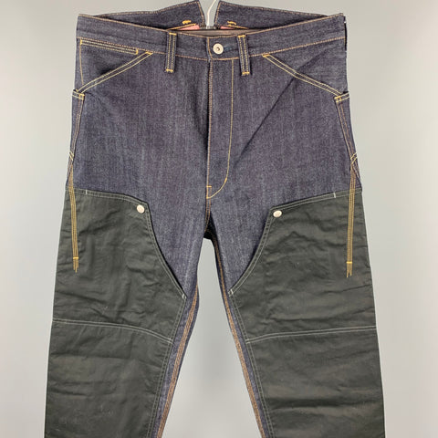 JUNYA WATANABE Size M Indigo Mixed Materials Contrast Stitch Denim Zip Fly Jeans