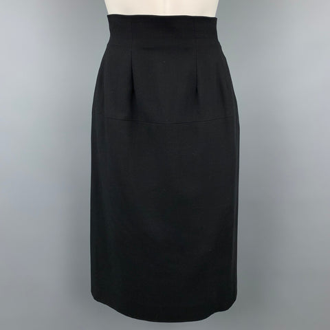Vintage CELINE Size 6 Black Wool Pencil Skirt