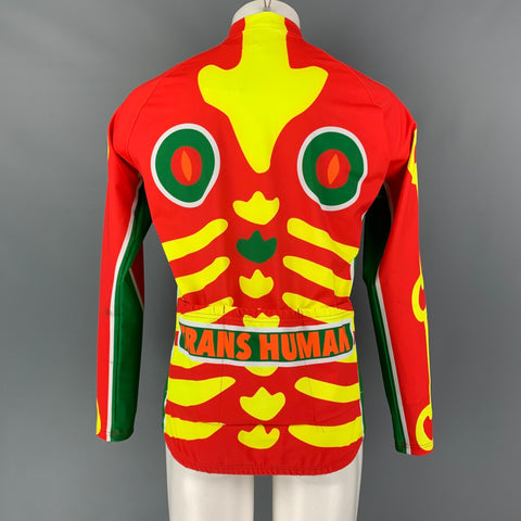 WALTER VAN BEIRENDONCK SS19 Size L  Red Graphic Nylon Jersey Bike Top