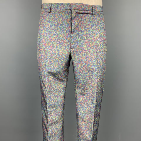 CALVIN KLEIN COLLECTION Size 38 Multi-Color Spotted Polyester Notch Lapel Suit