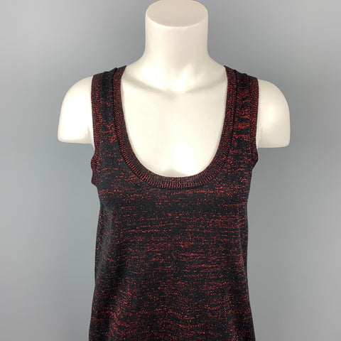 NUMBER (N)INE Taille M Blouse débardeur en coton métallisé noir et rouge