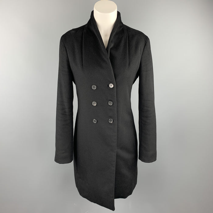 JIL SANDER Size 4 Black Cashmere Blend Double Breasted Coat