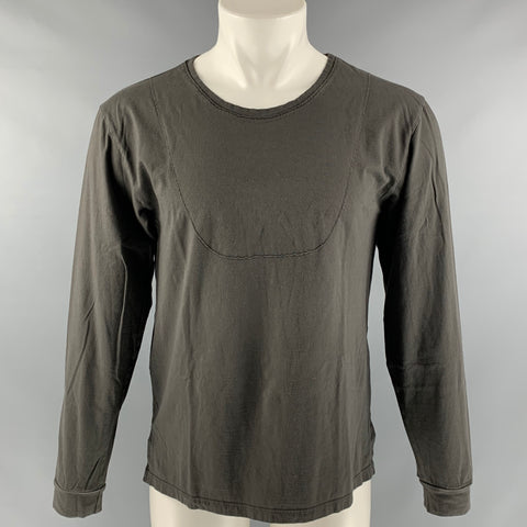 BARENA Taille M T-shirt à manches longues en coton uni gris foncé
