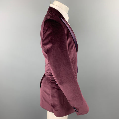 D&G by DOLCE & GABBANA Brad Size 42 Eggplant Purple Velvet Peak Lapel Sport Coat