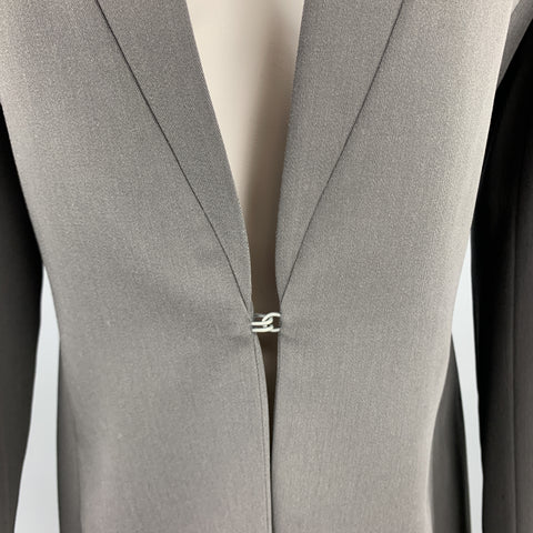 GIORGIO ARMANI Size 6 Grey Wool Shawl Cllar Hook Closure Blazer Jacket