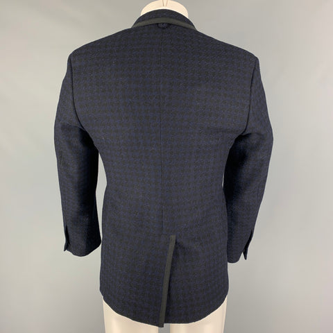 BLACK FLEECE Size 38 Black Navy Houndstooth Wool Notch Lapel Sport Coat