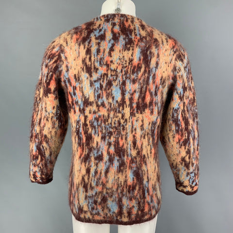 JOHN ELLIOTT Size M Yellow Brown Marble V-Neck Sweater