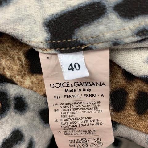 DOLCE & GABBANA Size S Tan Brown Viscose Blend Animal Print Hidden Placket Shirt