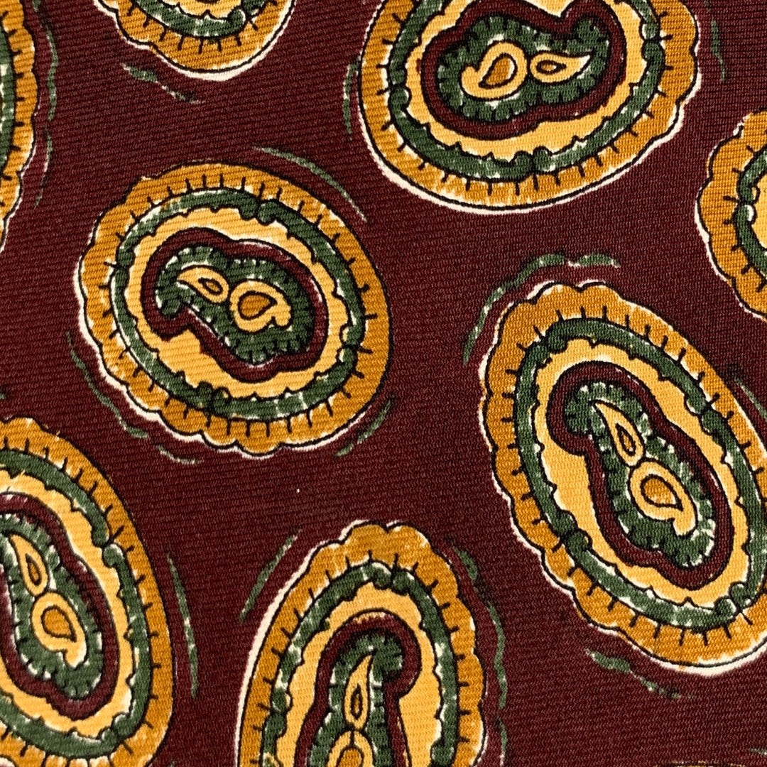 FENDI Burgundy Beige Paisley Silk Tie