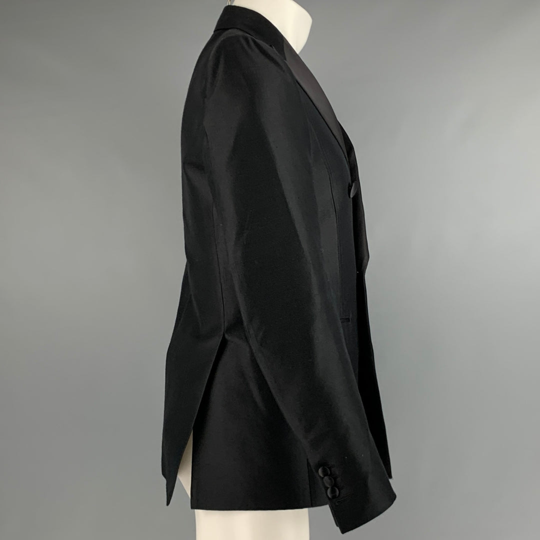 DSQUARED2 Size 38 Black Wool Silk Double Breasted Sport Coat