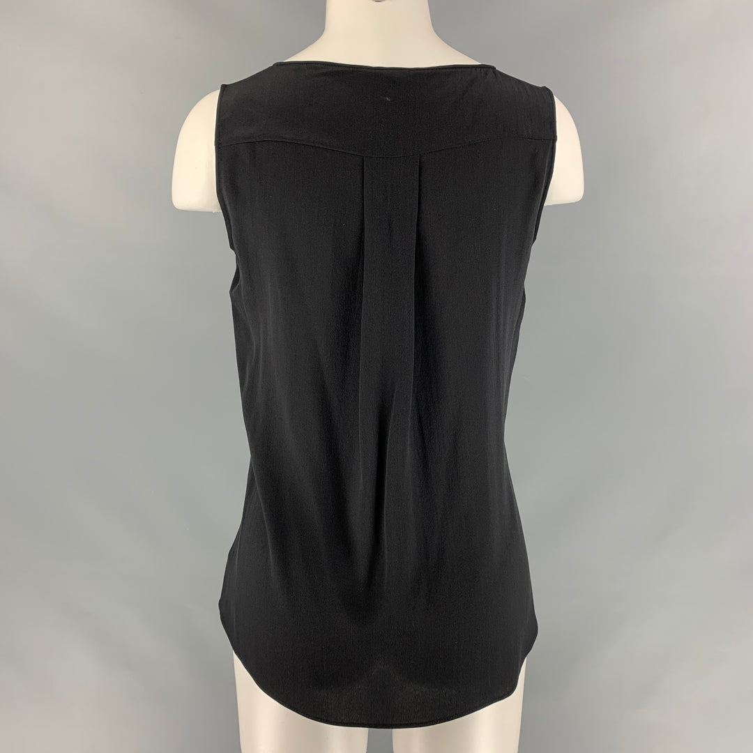 AKRIS PUNTO Size 4 Black Silk Solid Blouse