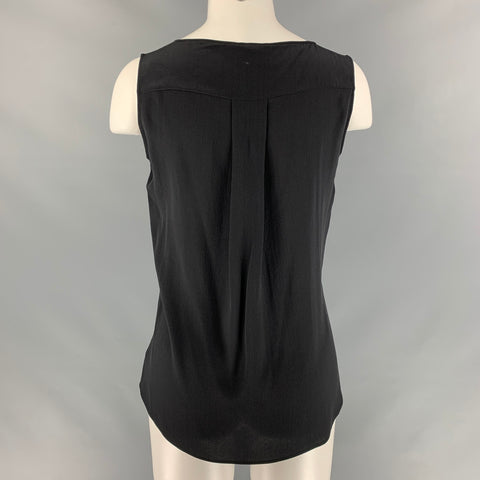 AKRIS PUNTO Size 4 Black Silk Solid Blouse