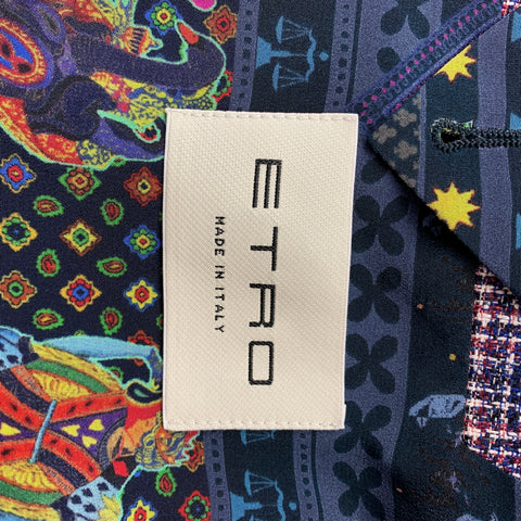 ETRO Size 48 Blue & Red Plaid Hemp Blend Notch Lapel Sport Coat