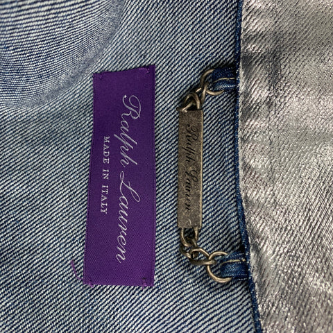 RALPH LAUREN Purple Label Size M Silver Metallic Cotton Trucker Jacket