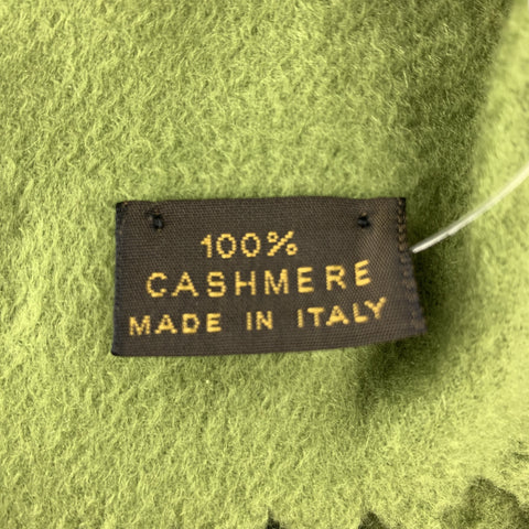 LORO PIANA Green Cashmere Fringe Scarf